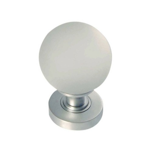 FROSTED GLASS BALL MORTICE DOOR KNOBS ONCONCEALED ROSE